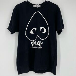 Comme des Garçons PLAY White on Black Heart Logo Made Japan Inverted Logo Sz XL